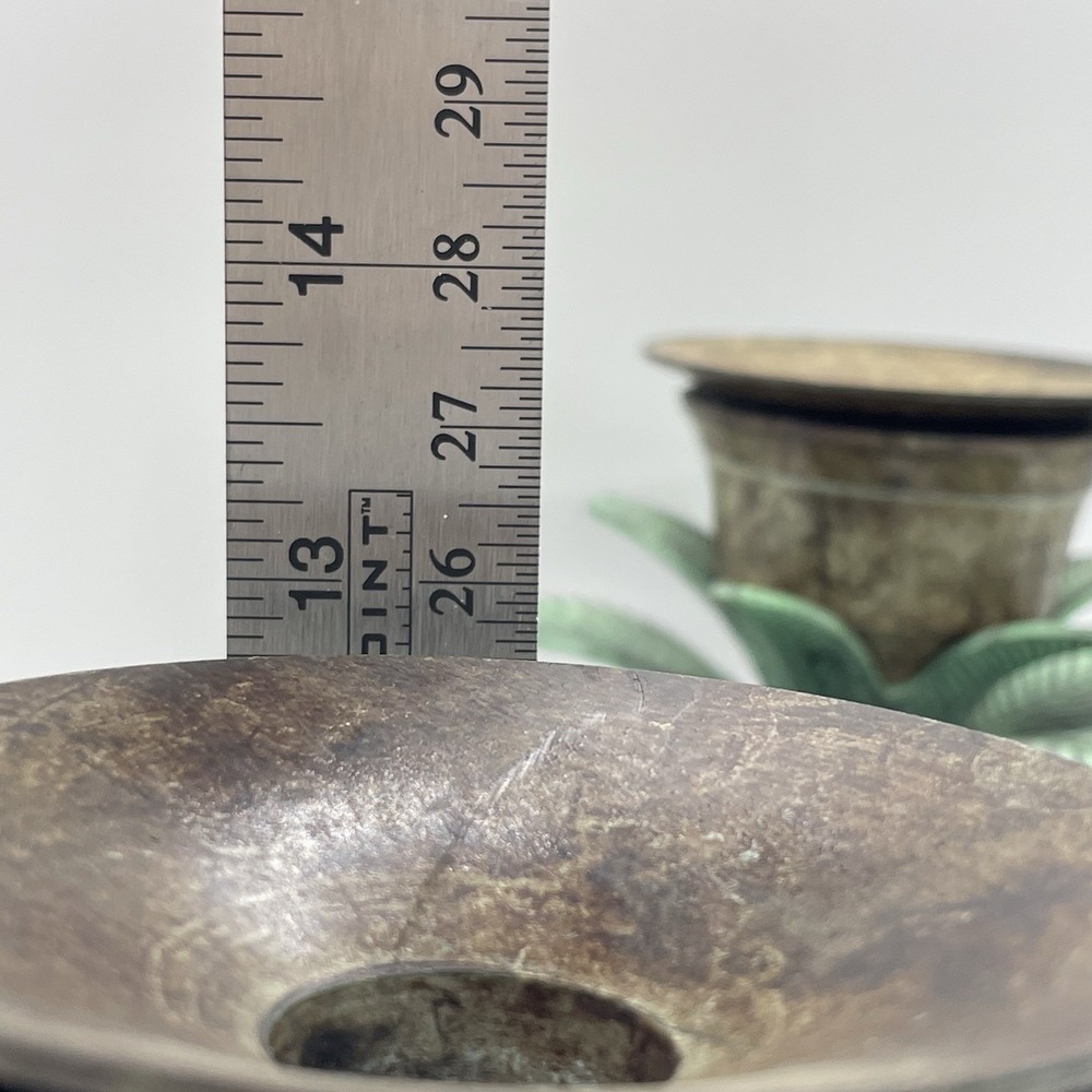 Vintage Brass Palm Tree Candle Stick Holders 13" Made In India MCM Solid Heavy - Picture 6 of 8